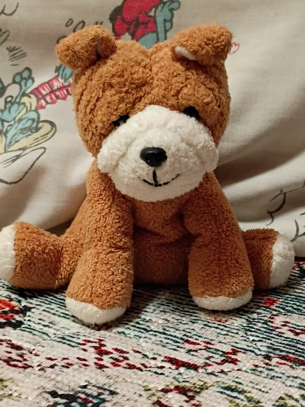 Plush Brown and White Puppy Stuffed Animal - Cuddly Comfort Toy